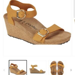 NWOT PAPILLIO By Birkenstock Women's Soley Wedge Color Apricot.